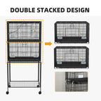 Double Stackable Bird Cage On Wheels With Stand, For Canaries