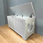 White Cat Litter Box Furniture with Top Opening, Hidden Washroom Cabinet for Large Cats
