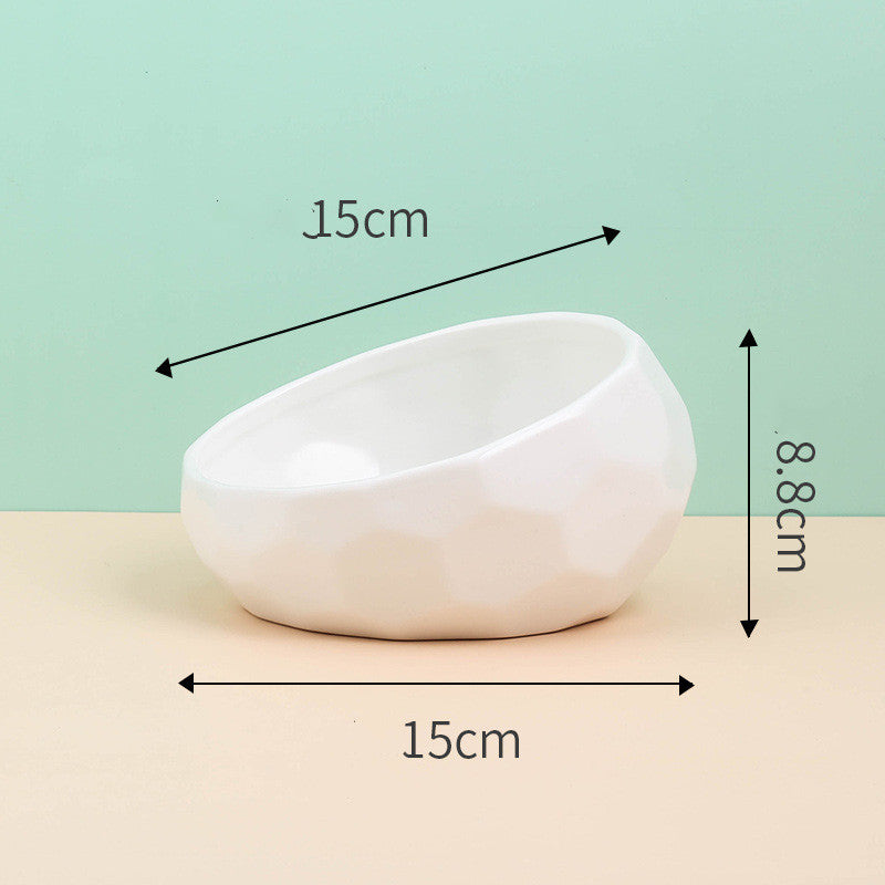 Oblique Mouth Ceramic Pet Bowl – Cat & Dog Food & Water Dish