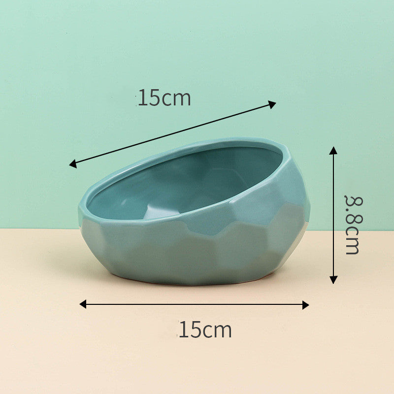 Oblique Mouth Ceramic Pet Bowl – Cat & Dog Food & Water Dish