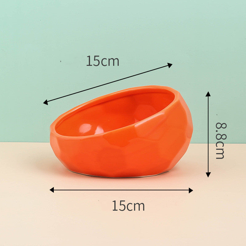 Oblique Mouth Ceramic Pet Bowl – Cat & Dog Food & Water Dish