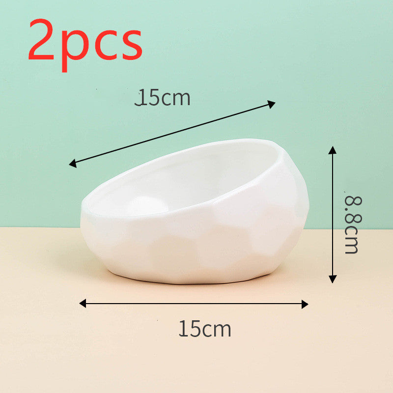 Oblique Mouth Ceramic Pet Bowl – Cat & Dog Food & Water Dish
