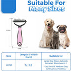 Double-Sided Pet Grooming Brush and Deshedding Rake for Dogs and Cats