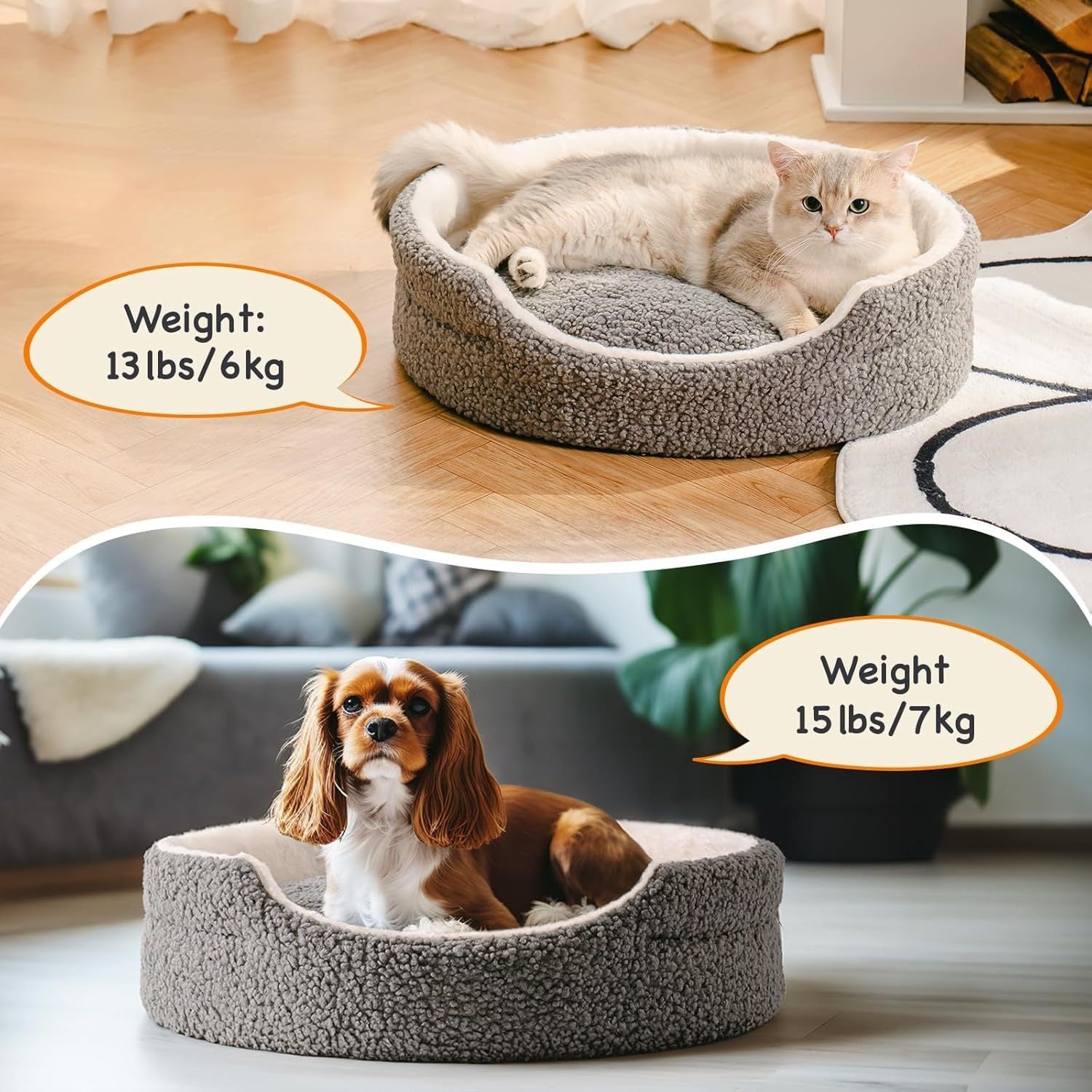 Mewoo Washable 23x23x7 Inch Orthopedic Dog Cat Bed With Non-Slip Bottom