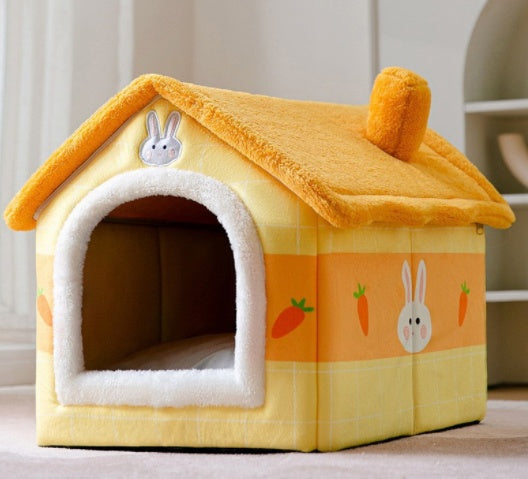 Foldable Dog, Cat Winter Bed, House Enclosed Cave Sofa