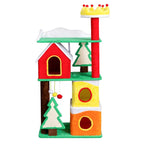 56in Christmas plush cat tree with condos, crown perch, ramp and scratching posts