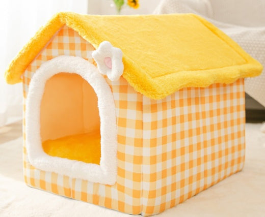Foldable Dog, Cat Winter Bed, House Enclosed Cave Sofa