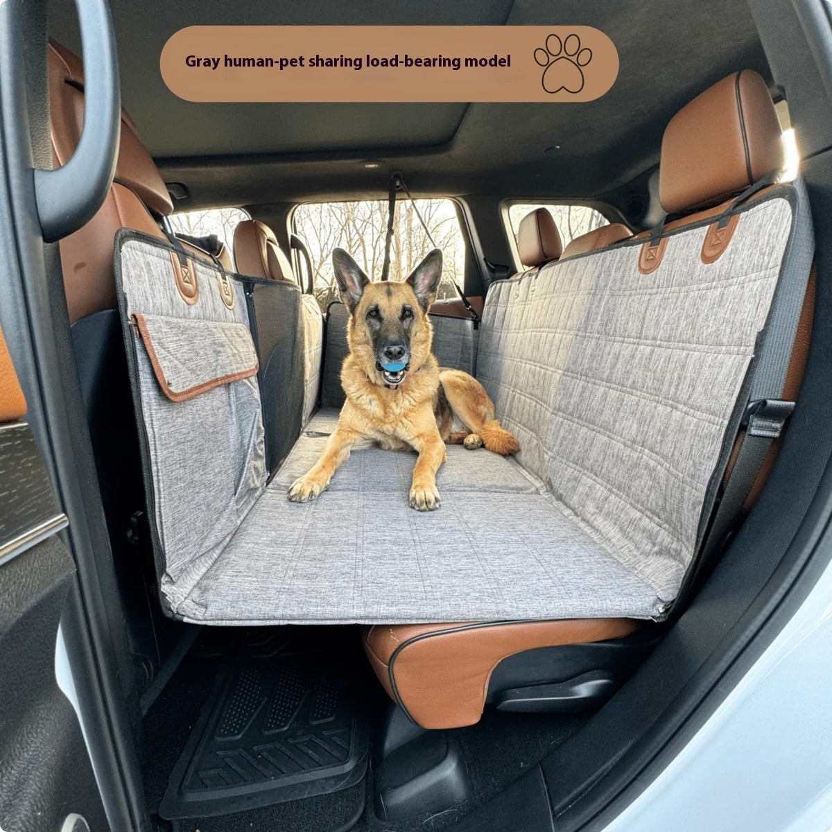Supportive Car Dog Bed for Rear Seat – Widened Base & Pet Comfort Pad