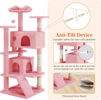 54 -Cat Tree Tower - Multi-level With Sisal Grab Post, Indoor Apartment With Ladder, Plush Toys, Rest And Play
