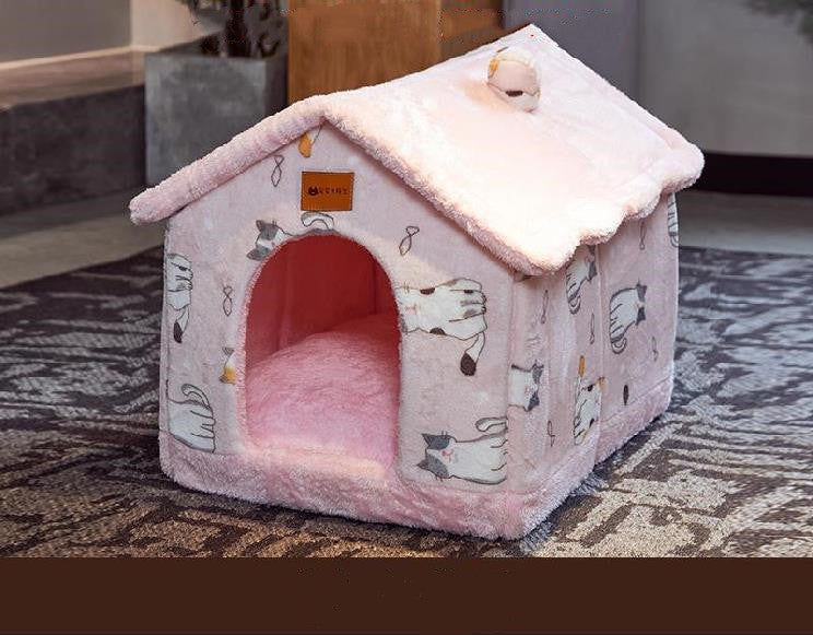 Foldable Dog, Cat Winter Bed, House Enclosed Cave Sofa