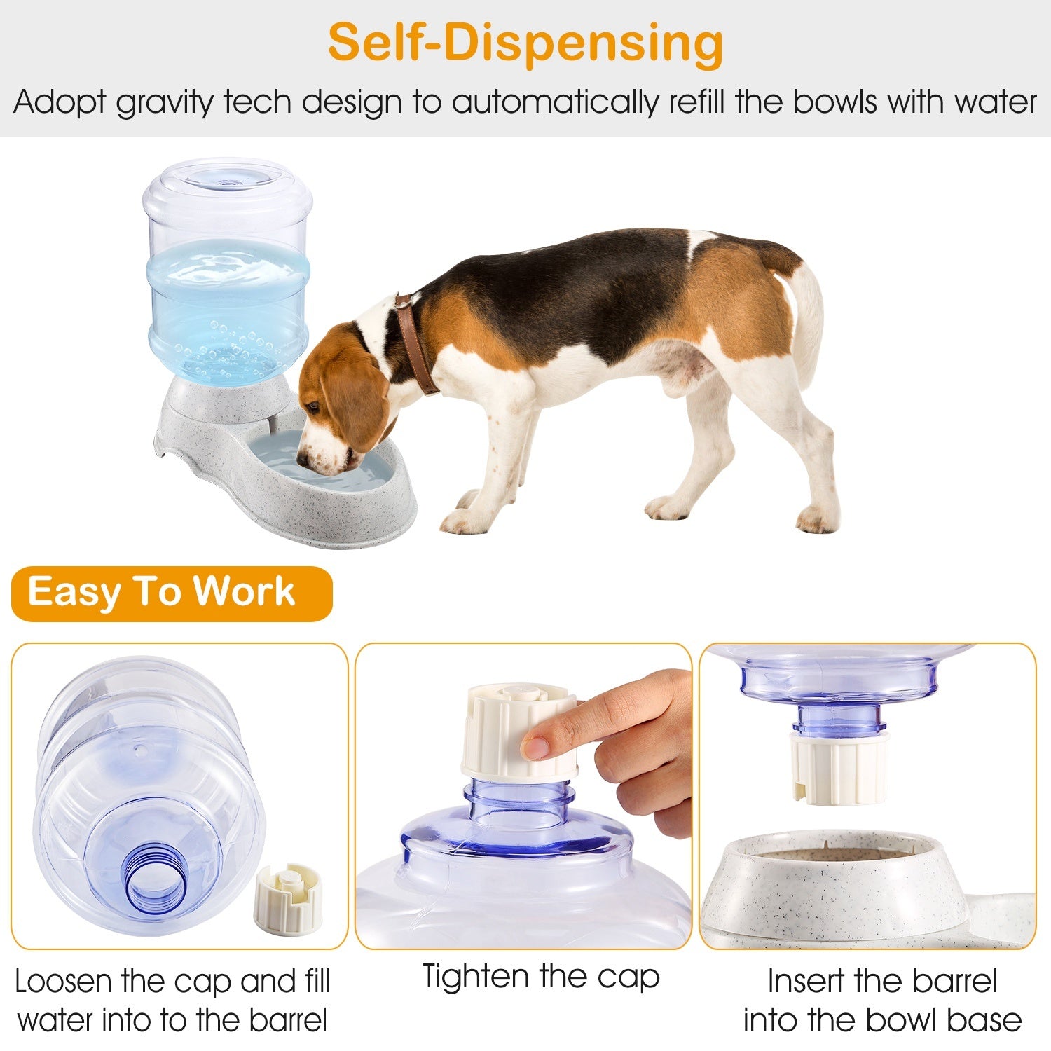 3.5L Pet Water Dispenser Self-Dispensing, Automatic Pet Waterer Cat Dog