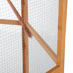 69 Large Wooden Bird Aviary Hexagonal Outdoor Aviary Flight Bird Cage With Covered Roof, Brown