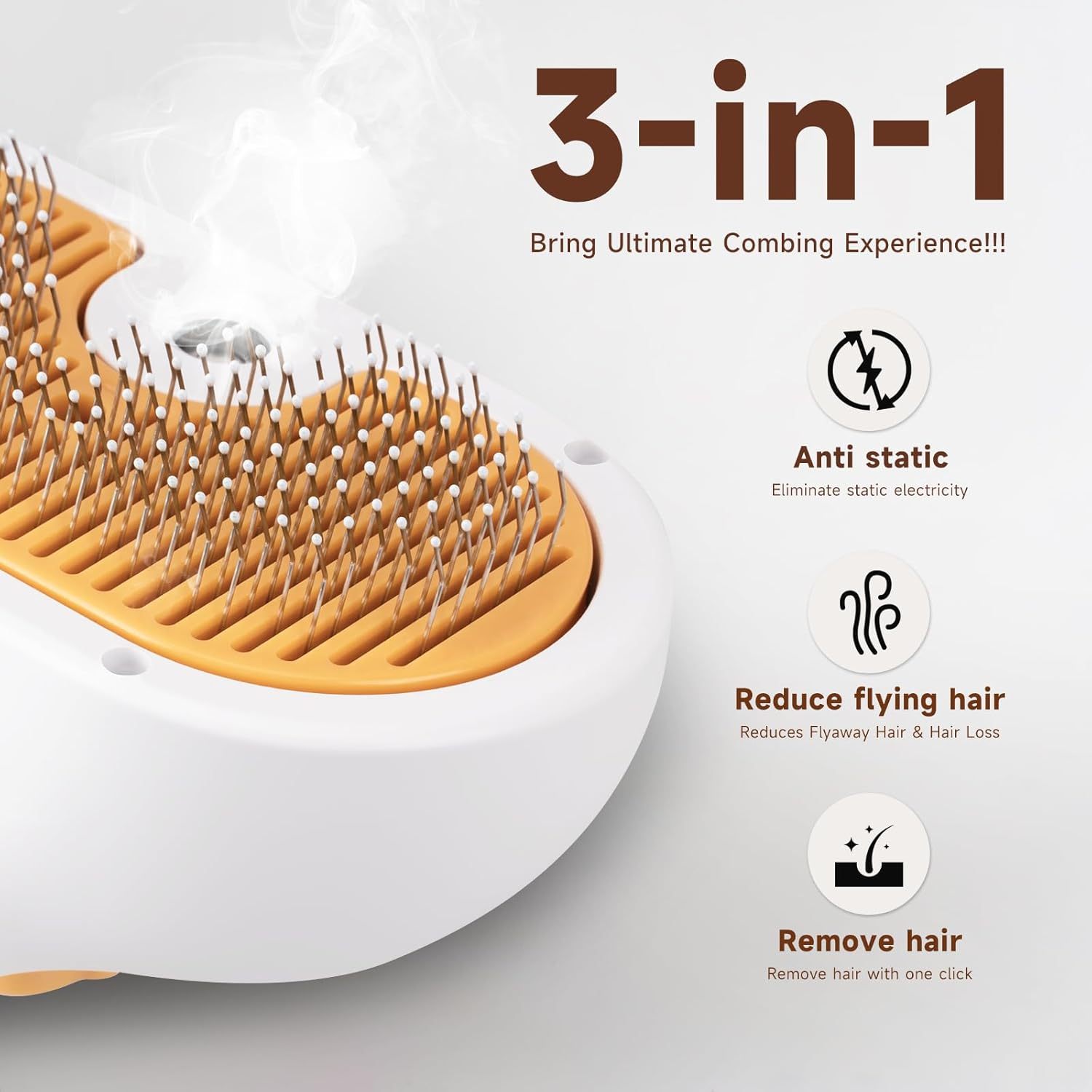 Universal Pet Steam Brush For Cat And Dog, 3-in-1 Spray Hair Removal Comb