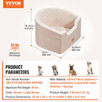 Dog Booster Car Seat, Car Seat For Small Medium Dog Up To 55 Lbs Brown