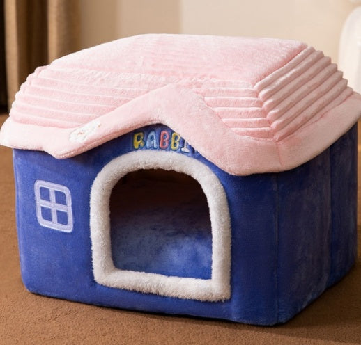 Foldable Dog, Cat Winter Bed, House Enclosed Cave Sofa