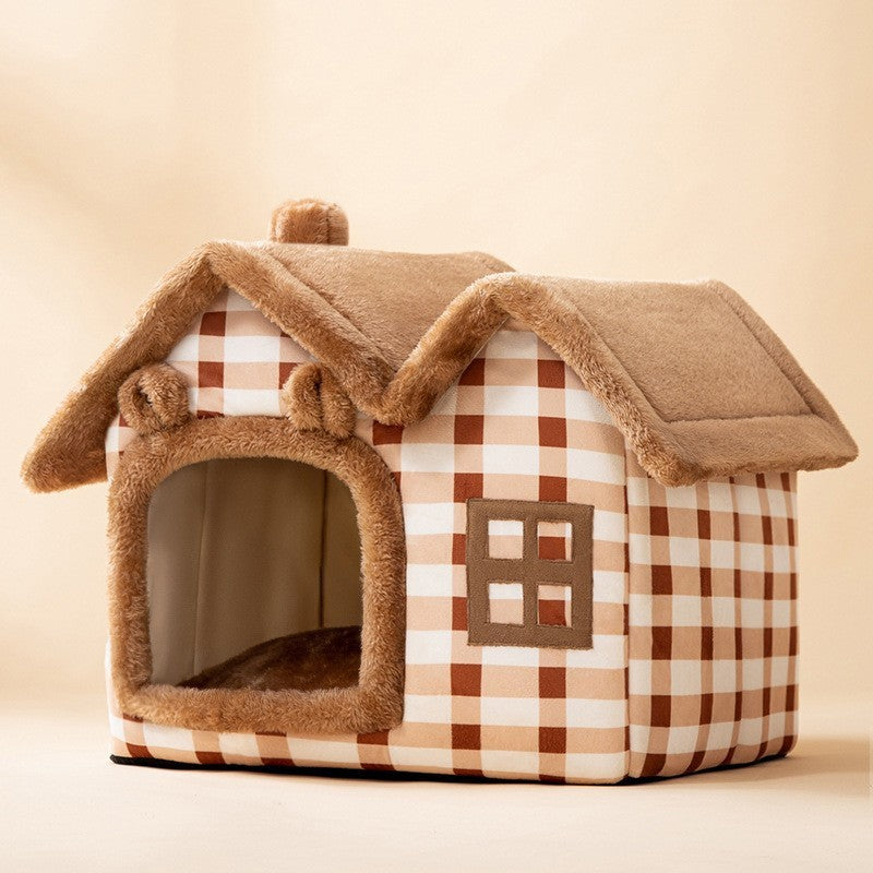 Foldable Dog, Cat Winter Bed, House Enclosed Cave Sofa