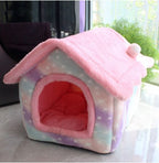 Foldable Dog, Cat Winter Bed, House Enclosed Cave Sofa