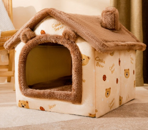 Foldable Dog, Cat Winter Bed, House Enclosed Cave Sofa