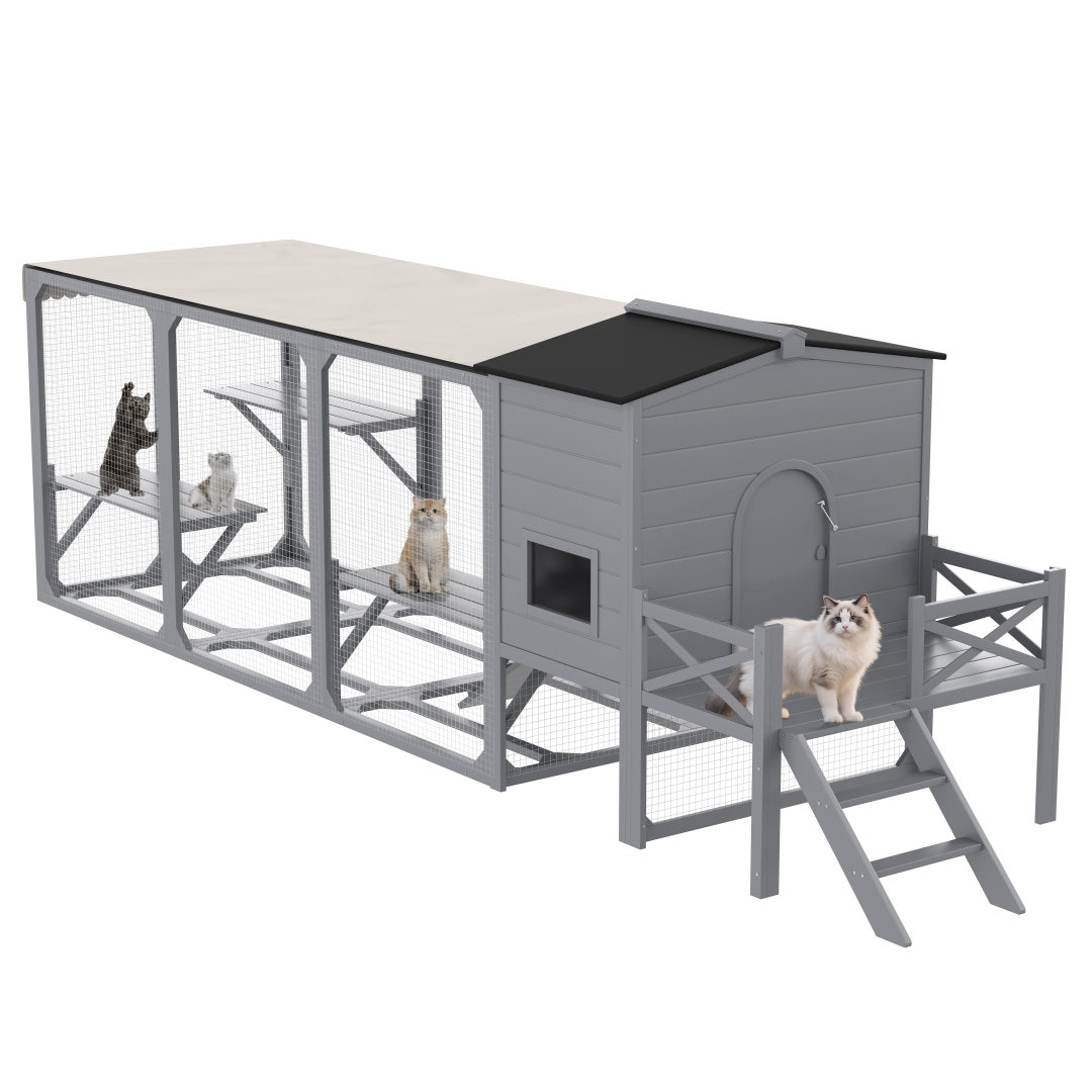Catio Outdoor Cat House with Platforms, Swing, and Removable Cover
