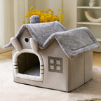 Foldable Dog, Cat Winter Bed, House Enclosed Cave Sofa