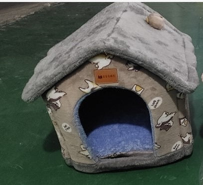 Foldable Dog, Cat Winter Bed, House Enclosed Cave Sofa