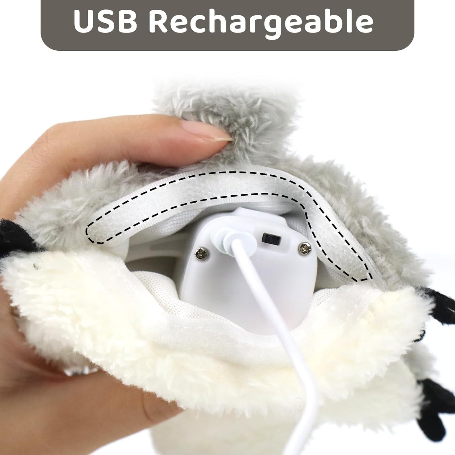 Rechargeable touch-activated flapping squirrel cat toy with catnip, interactive kicker plush for indoor cats