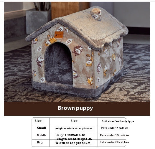 Foldable Dog, Cat Winter Bed, House Enclosed Cave Sofa