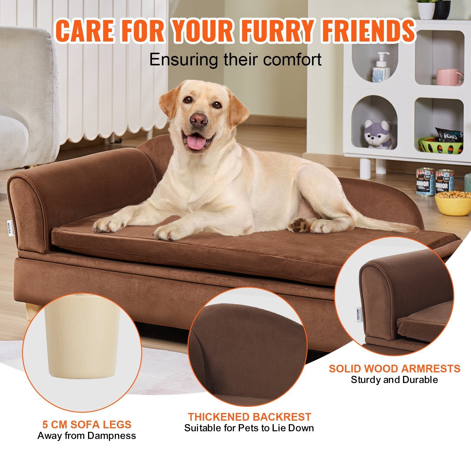 Pet Sofa, Dog Couch For Large-Sized Dogs And Cats, Soft Velvety Dog Sofa Bed, 110 Lbs Loading Cat Sofa