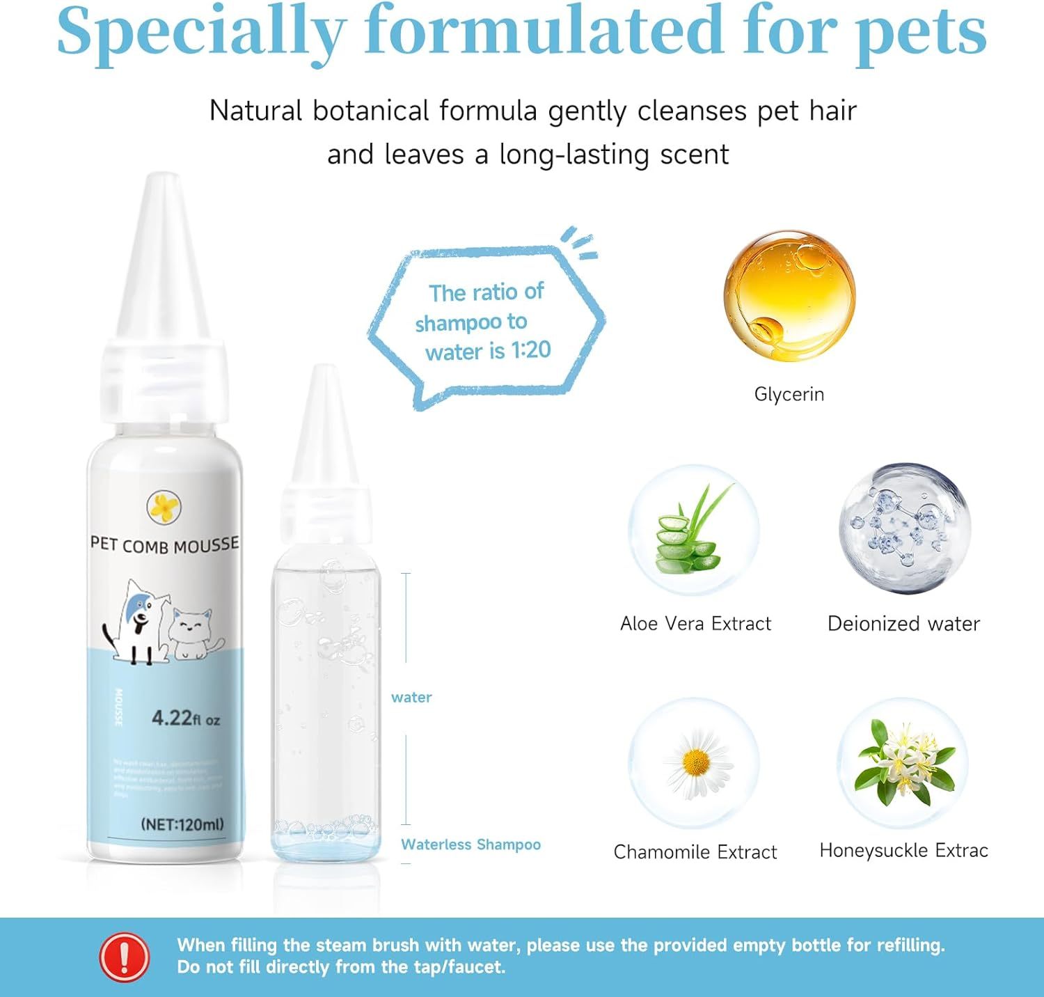Universal Pet Steam Brush For Cat And Dog, 3-in-1 Spray Hair Removal Comb
