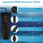 500W Submersible Aquarium Heater Temperature Adjustable External Controller 79Gal Fish Tank Heater Aquarium Thermostat Heater For Freshwater Saltwater