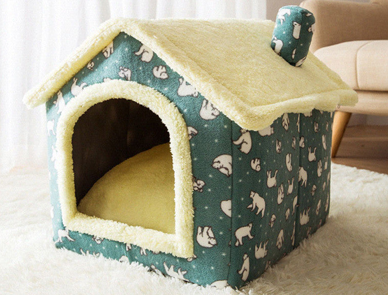 Foldable Dog, Cat Winter Bed, House Enclosed Cave Sofa