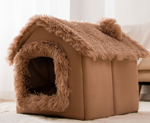 Foldable Dog, Cat Winter Bed, House Enclosed Cave Sofa
