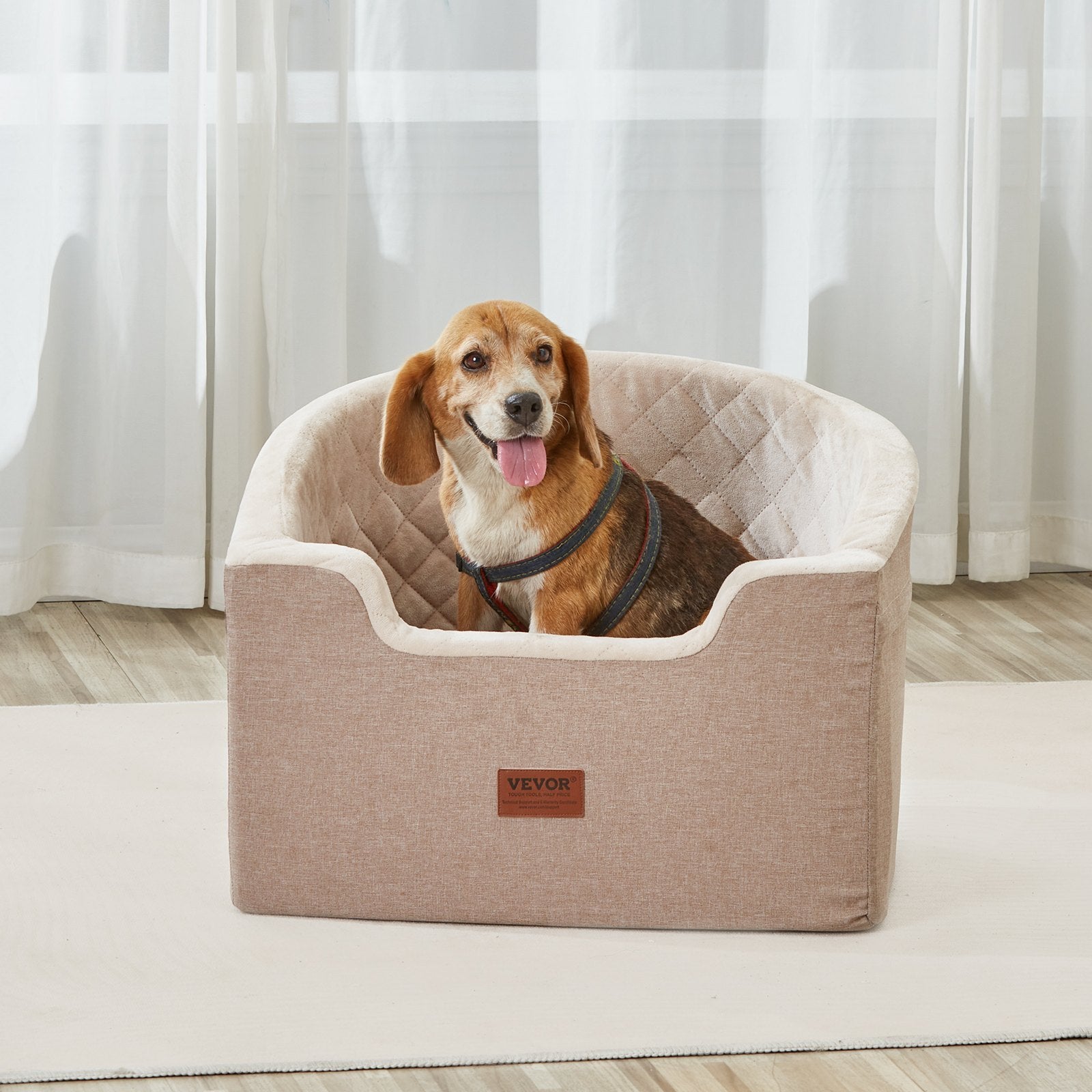 Dog Booster Car Seat, Car Seat For Small Medium Dog Up To 55 Lbs Brown
