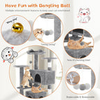 54 -Cat Tree Tower - Multi-level With Sisal Grab Post, Indoor Apartment With Ladder, Plush Toys, Rest And Play