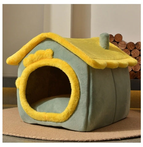 Foldable Dog, Cat Winter Bed, House Enclosed Cave Sofa