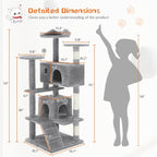 54 -Cat Tree Tower - Multi-level With Sisal Grab Post, Indoor Apartment With Ladder, Plush Toys, Rest And Play