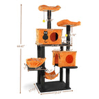 Large Halloween Cat Tower with Perches, Hammocks, and Scratching Posts