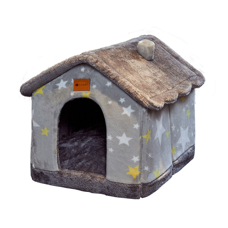 Foldable Dog, Cat Winter Bed, House Enclosed Cave Sofa