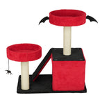 Red Black Gothic Cat Tower with Condo and Spider Toy