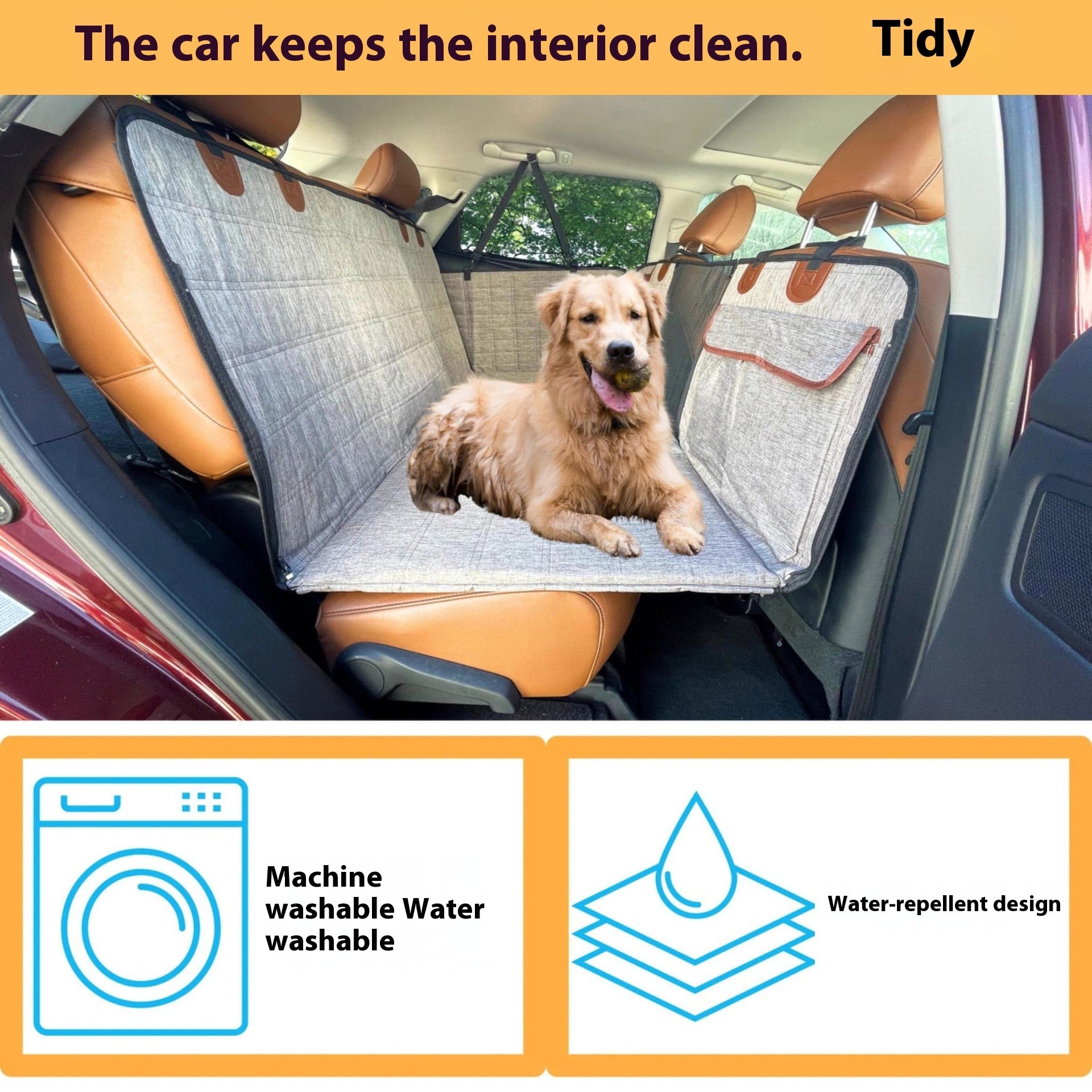 Supportive Car Dog Bed for Rear Seat – Widened Base & Pet Comfort Pad
