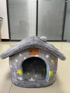 Foldable Dog, Cat Winter Bed, House Enclosed Cave Sofa