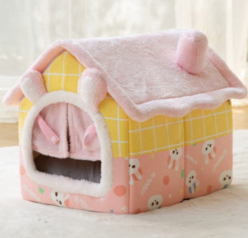 Foldable Dog, Cat Winter Bed, House Enclosed Cave Sofa