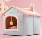 Foldable Dog, Cat Winter Bed, House Enclosed Cave Sofa