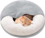 Washable Pet Bed With Blanket & Non-Slip Base For Cats & Small Dogs 22'' X 22'', White
