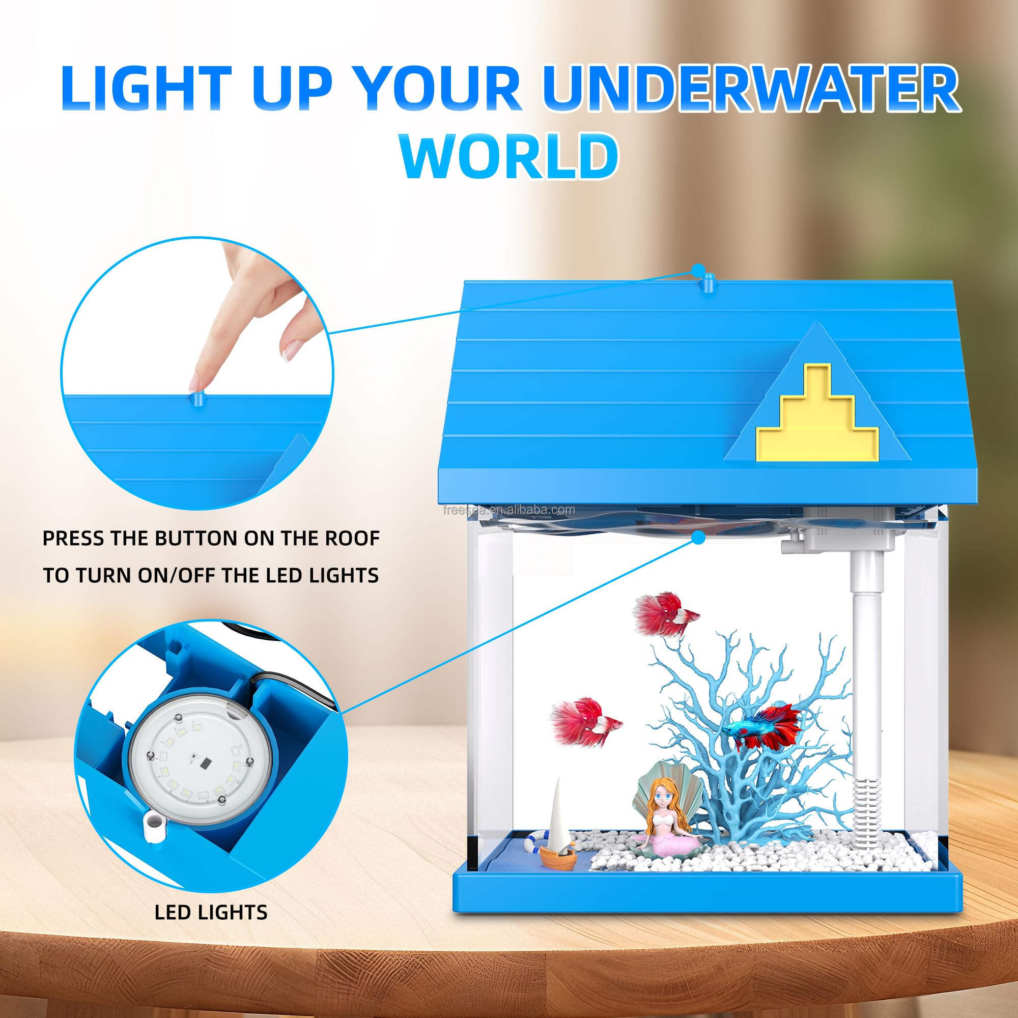 2-gallon Acrylic Fresh-keeping Fish Tank, Equipped With Filtration And Lighting, Suitable For Shrimp, Jellyfish, And Goldfish, Ideal For Children's Bedrooms.