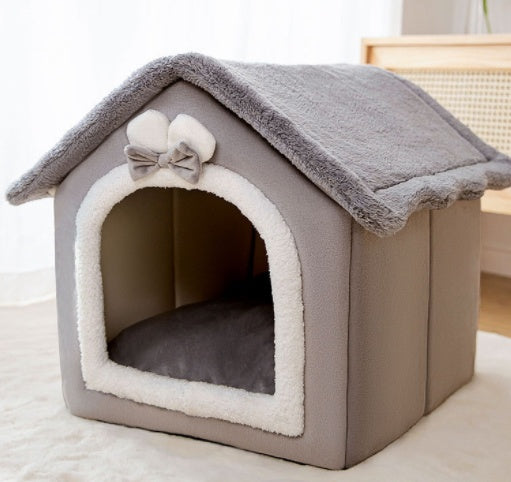 Foldable Dog, Cat Winter Bed, House Enclosed Cave Sofa